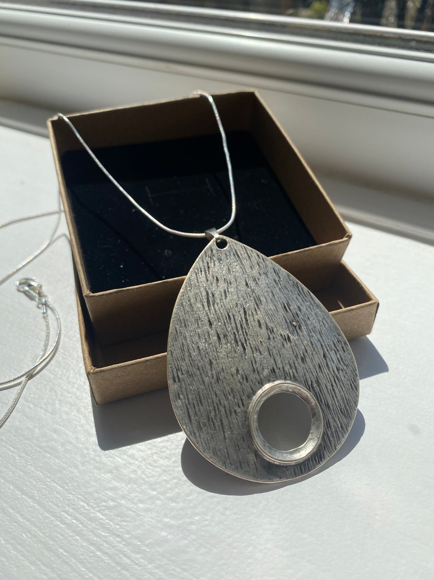 Large Drop Round Teardrop Shaped Pendant Necklace