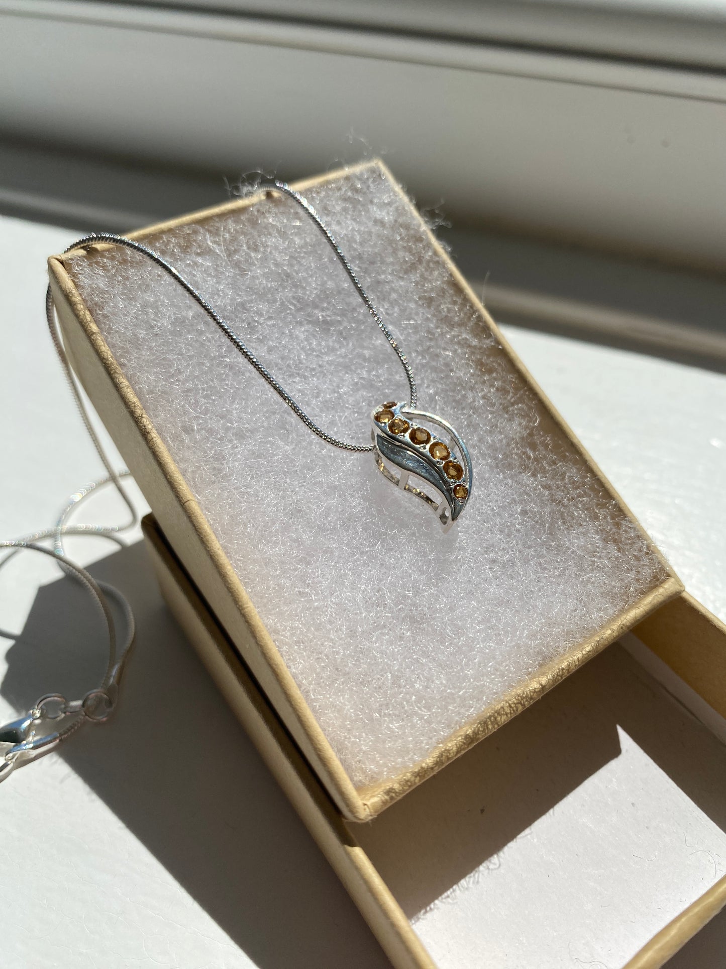 Versatile Citrine Stone Silver Pendant