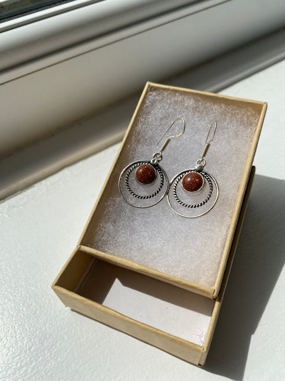 Sunstone Double Circle Earrings