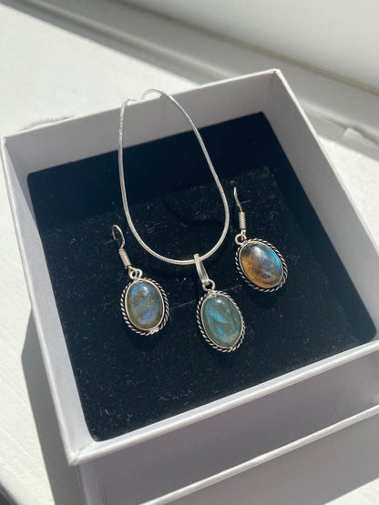 Labradorite Cabochon Jewellery Set
