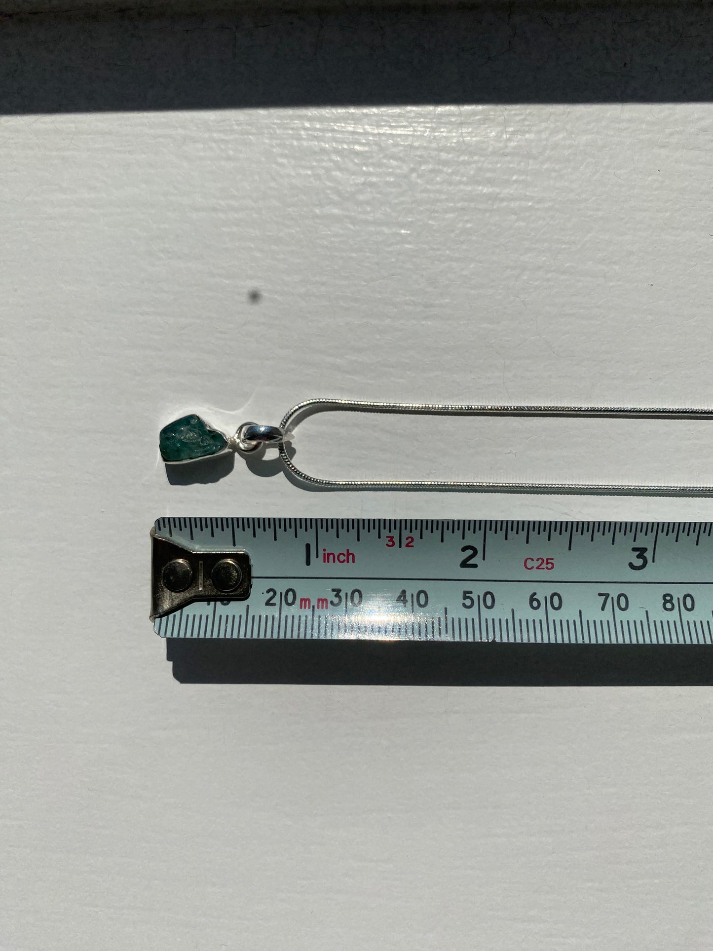 Raw Aquamarine Silver Pendant Necklace