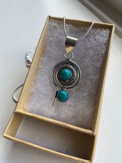 Silver Spiral Turquoise Pendant