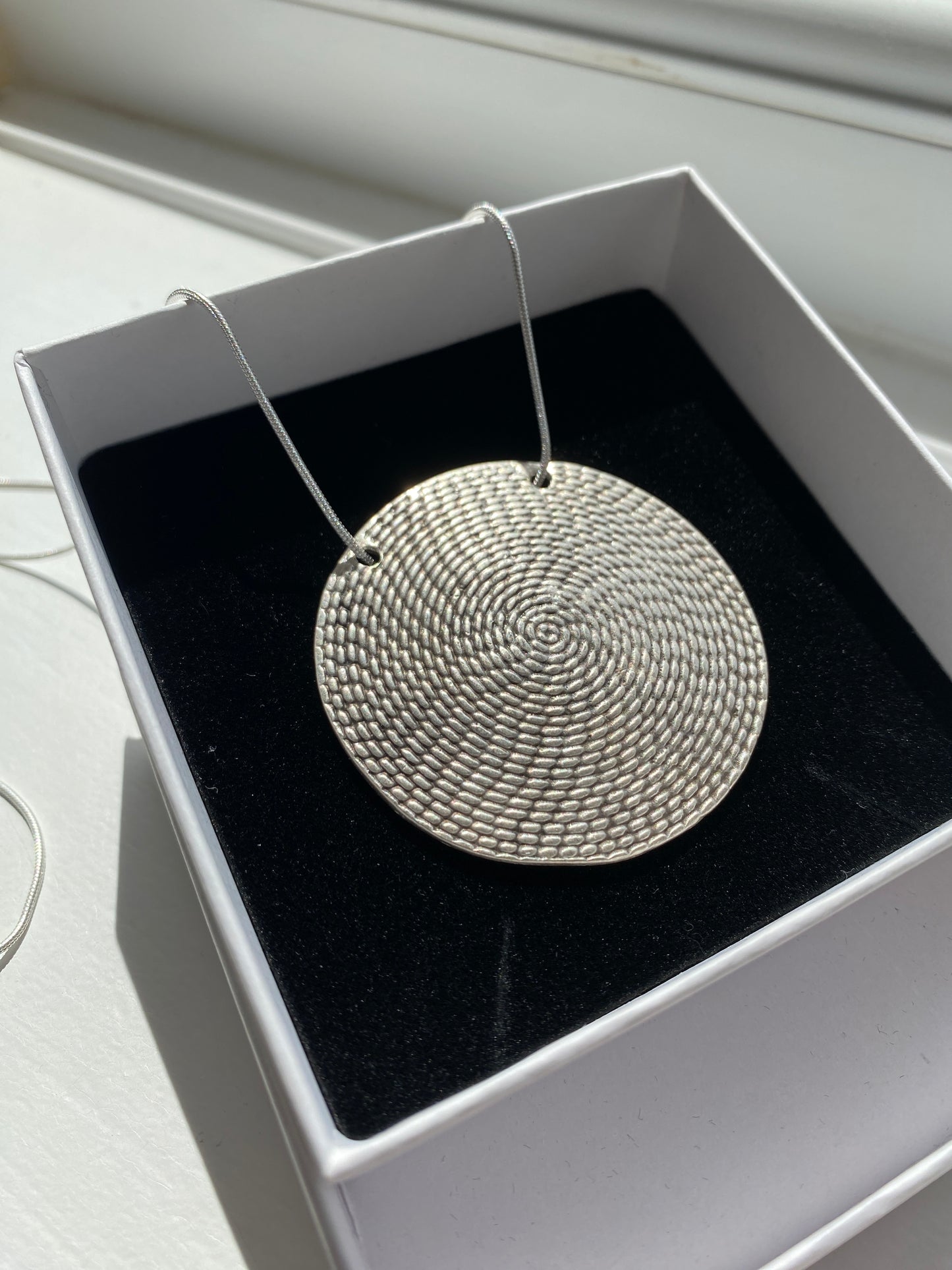 Silver Woven Spiral Pendant on 30" Necklace Chain
