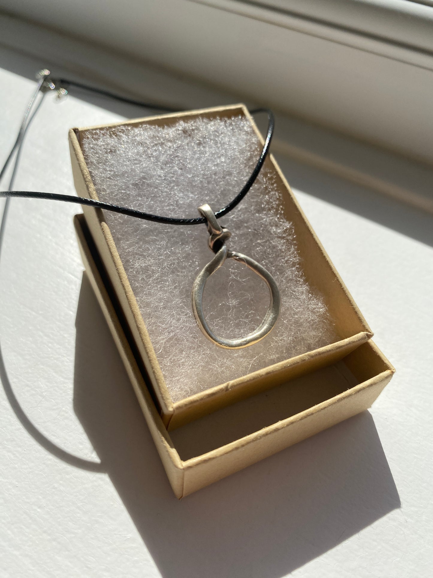 Antique Silver Tone Rope Knot Pendant Necklace
