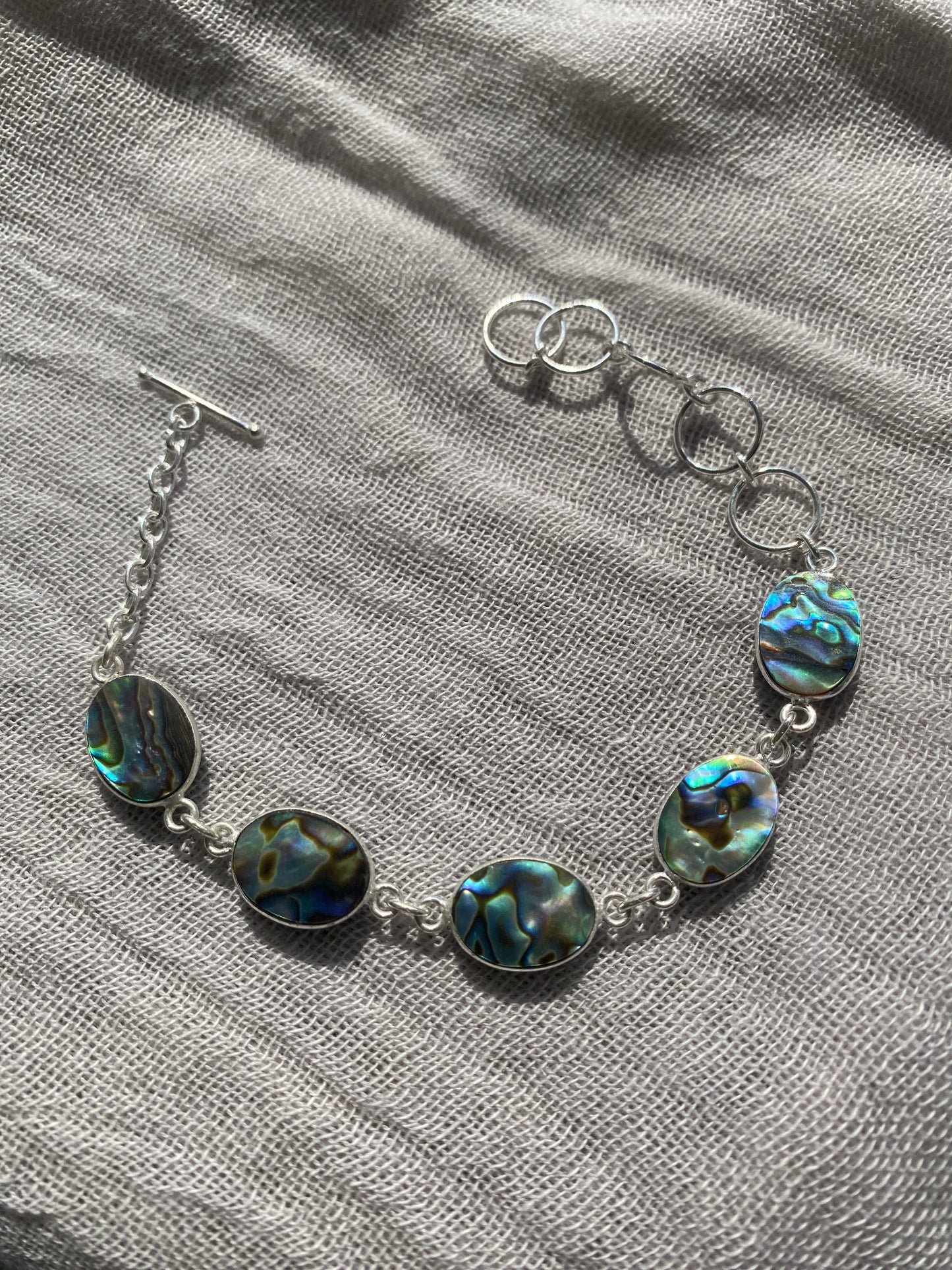 Shimmering 5-Stone Abalone Shell Bracelet