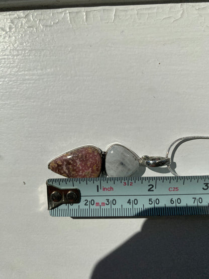 Moonstone & Pink Jasper Pendant Necklace
