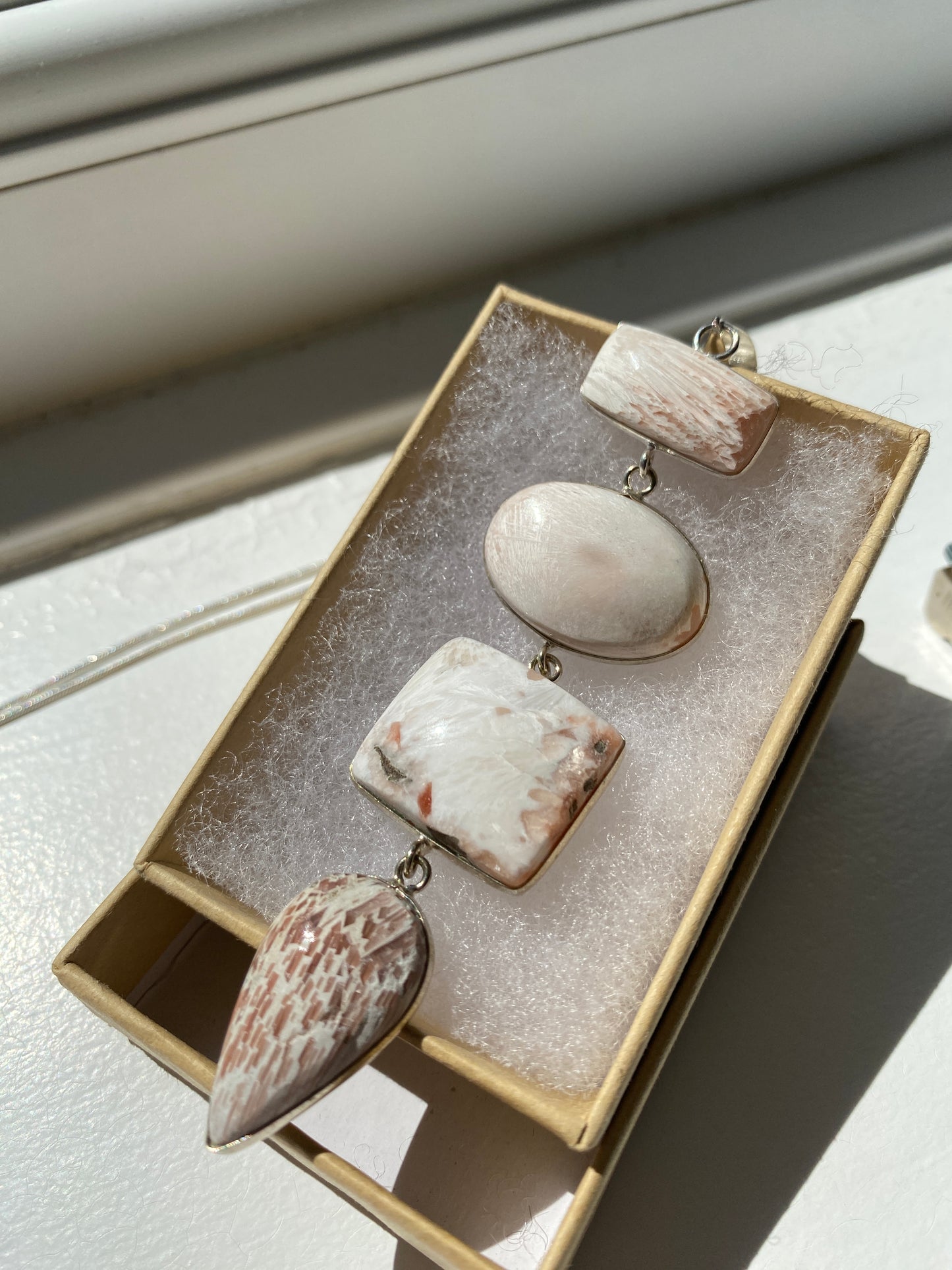 Ivory Picture Jasper Pendant Necklace