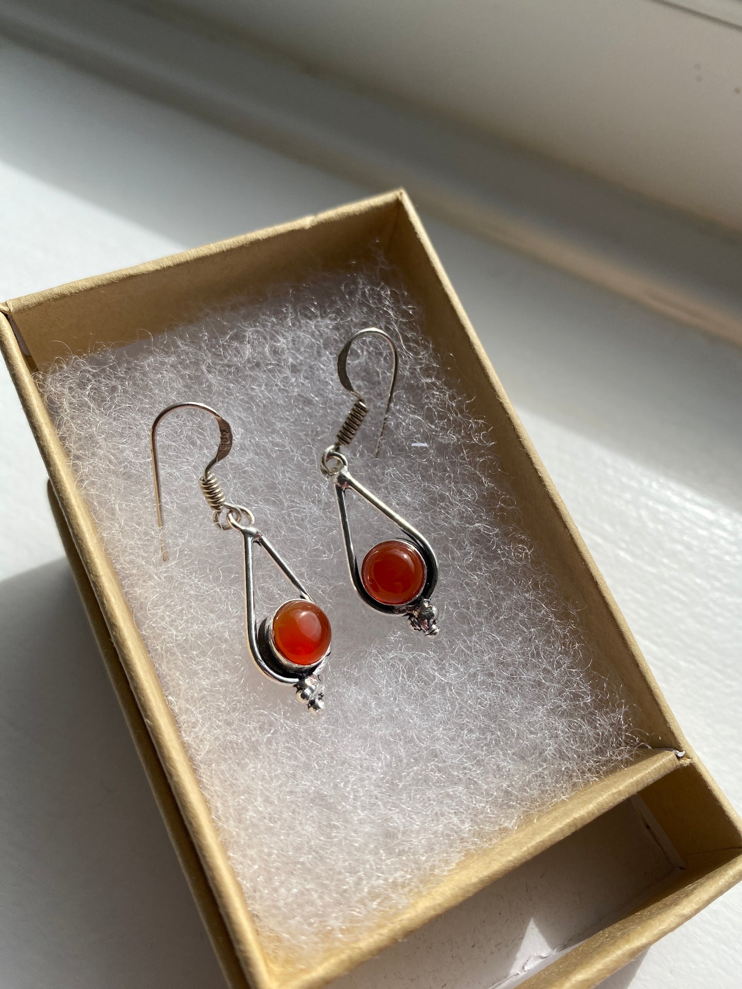 Carnelian & Silver Contemporary Earrings