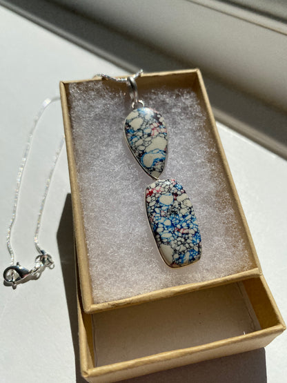 Spiderweb Jasper Double Pendant Necklace