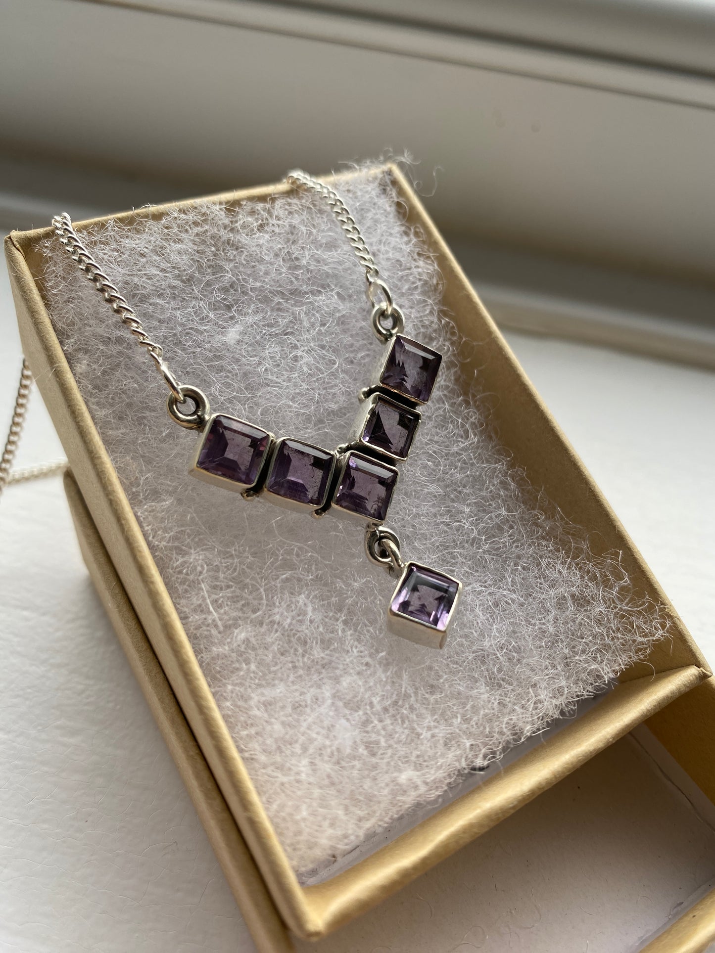 Amethyst & Silver Studded Necklace