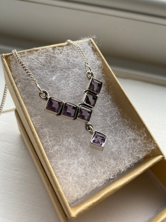 Amethyst & Silver Studded Necklace