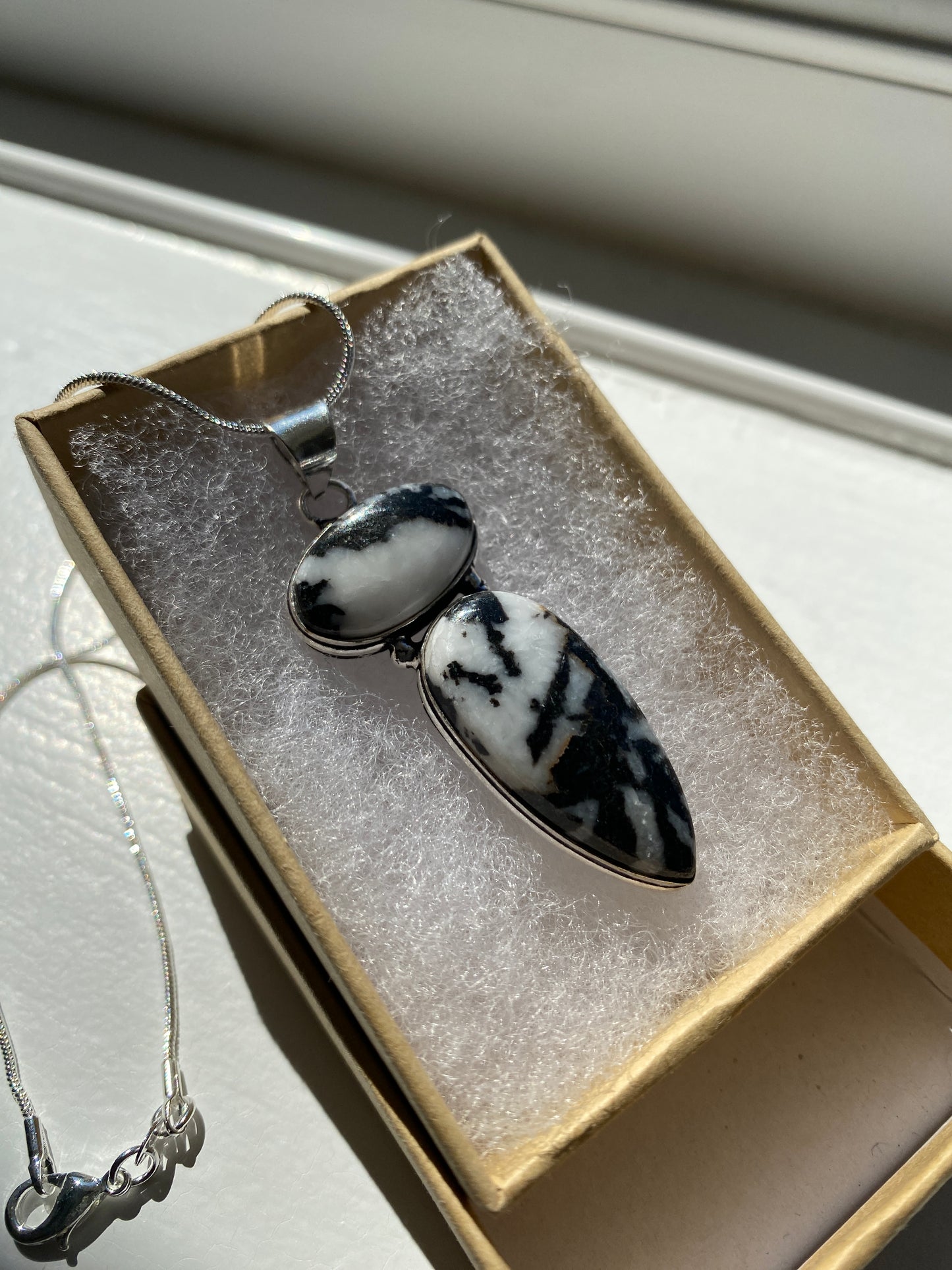 Snowflake Obsidian Pendant Necklace