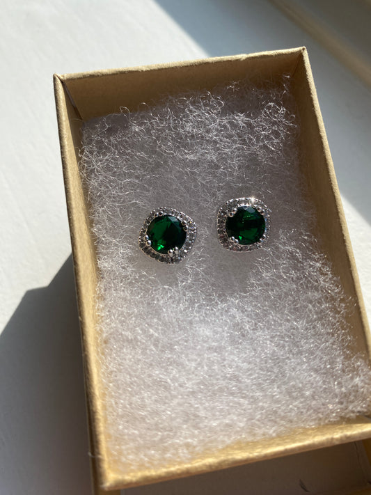 Square Emerald Ear Studs