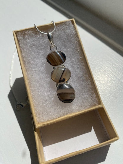 Brown Banded Agate Pendant Necklace