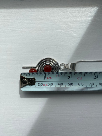 Carnelian Silver Spiral Pendant Necklace