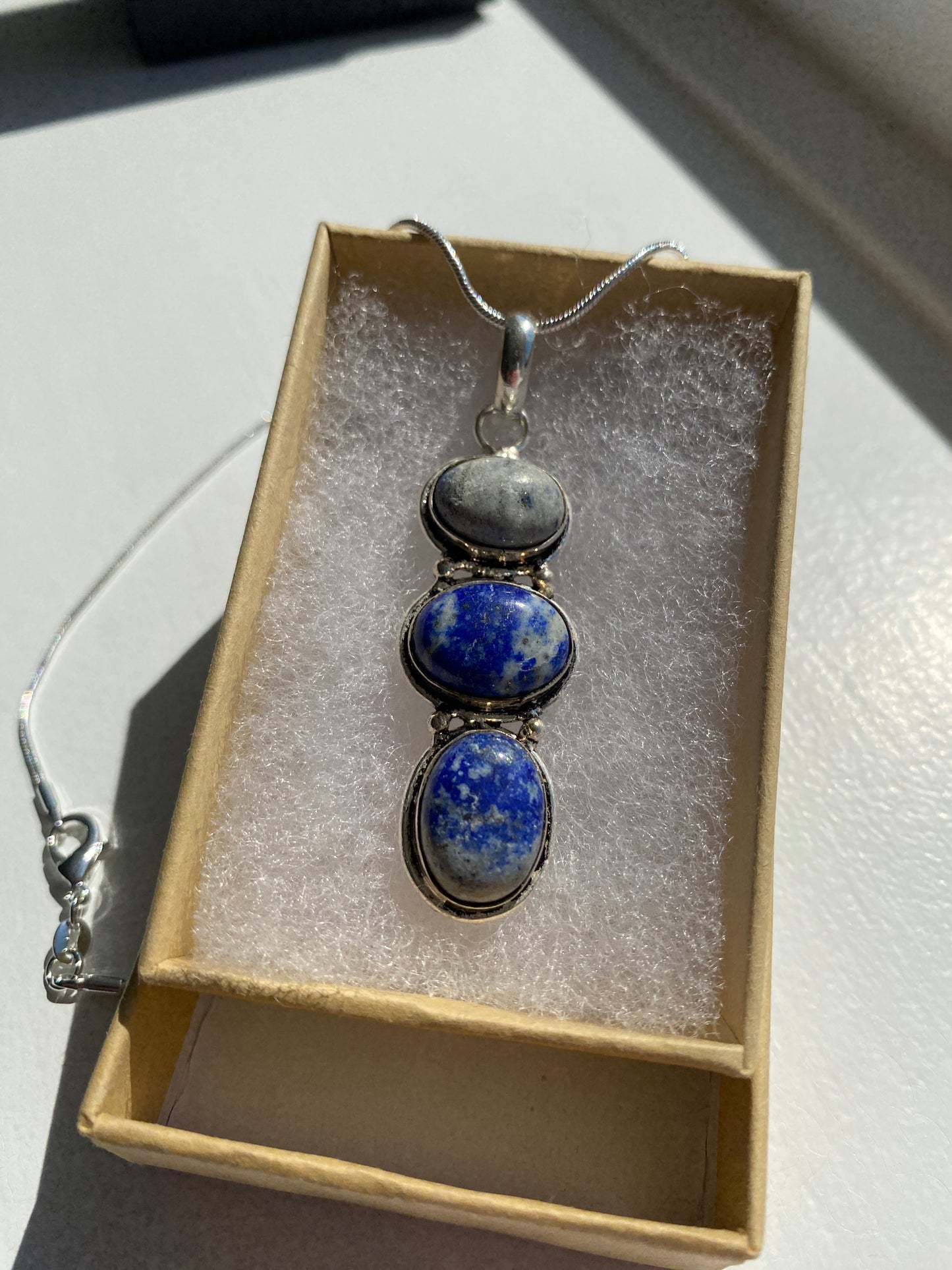 Streaked Lapis & Sodalite Pendant Necklace