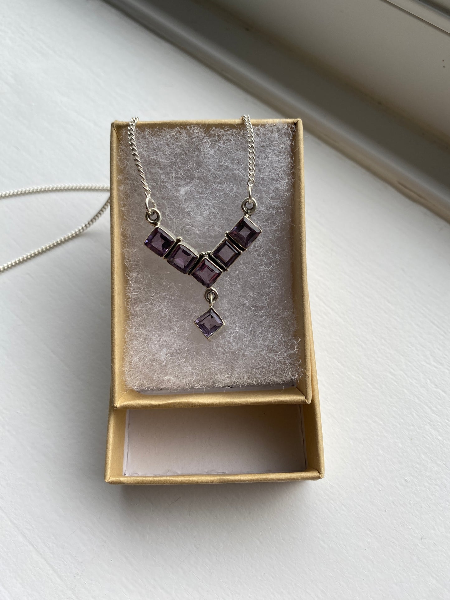 Amethyst & Silver Studded Necklace
