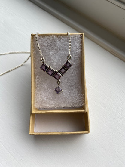Amethyst & Silver Studded Necklace