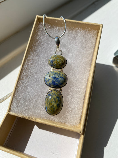 Blue & Moss Green Azurite-Malachite Pendant