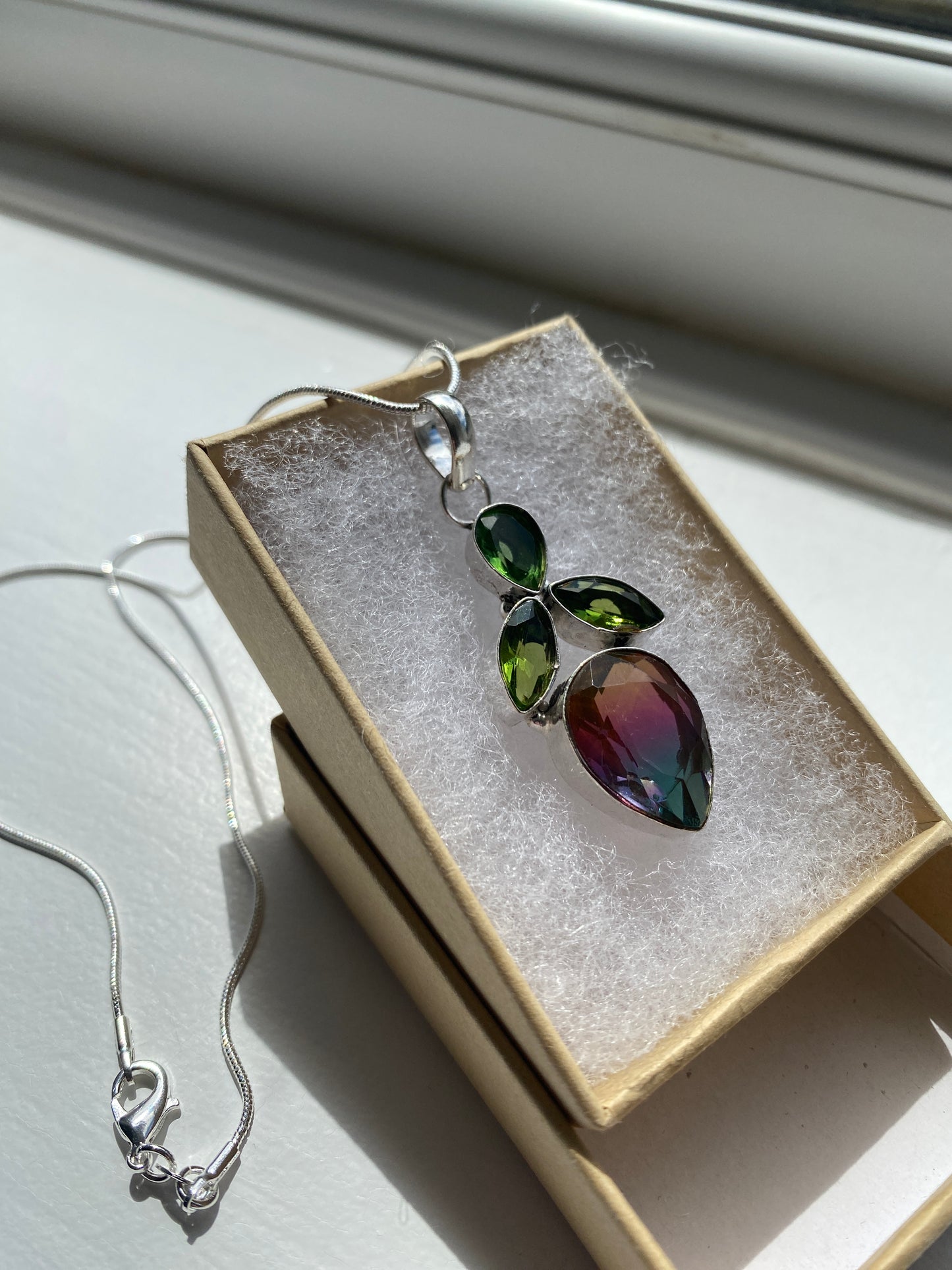 Green Quartz & Mystic Topaz Pendant