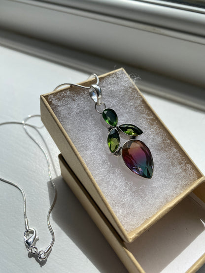 Green Quartz & Mystic Topaz Pendant
