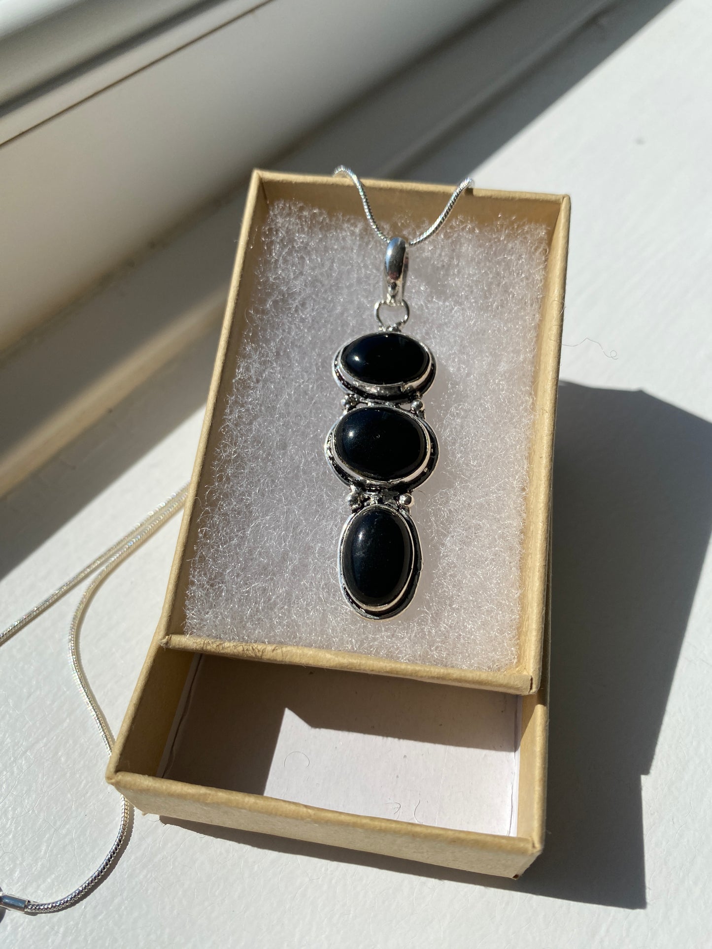 Black Onyx Stone Pendant Necklace