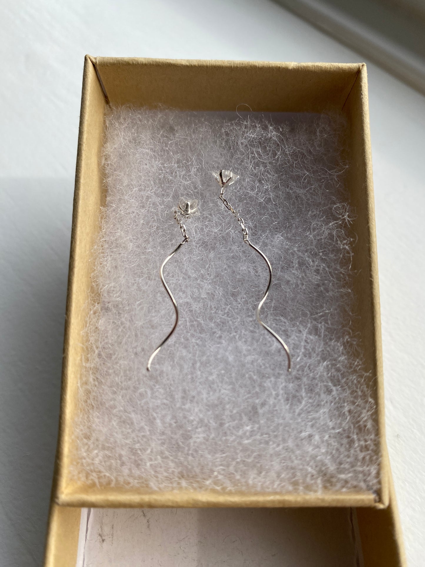 Silver Star Wave Tassel Thread Earrings