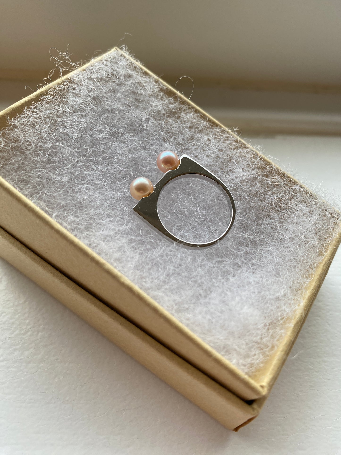Silver and Pink Pearl Ring