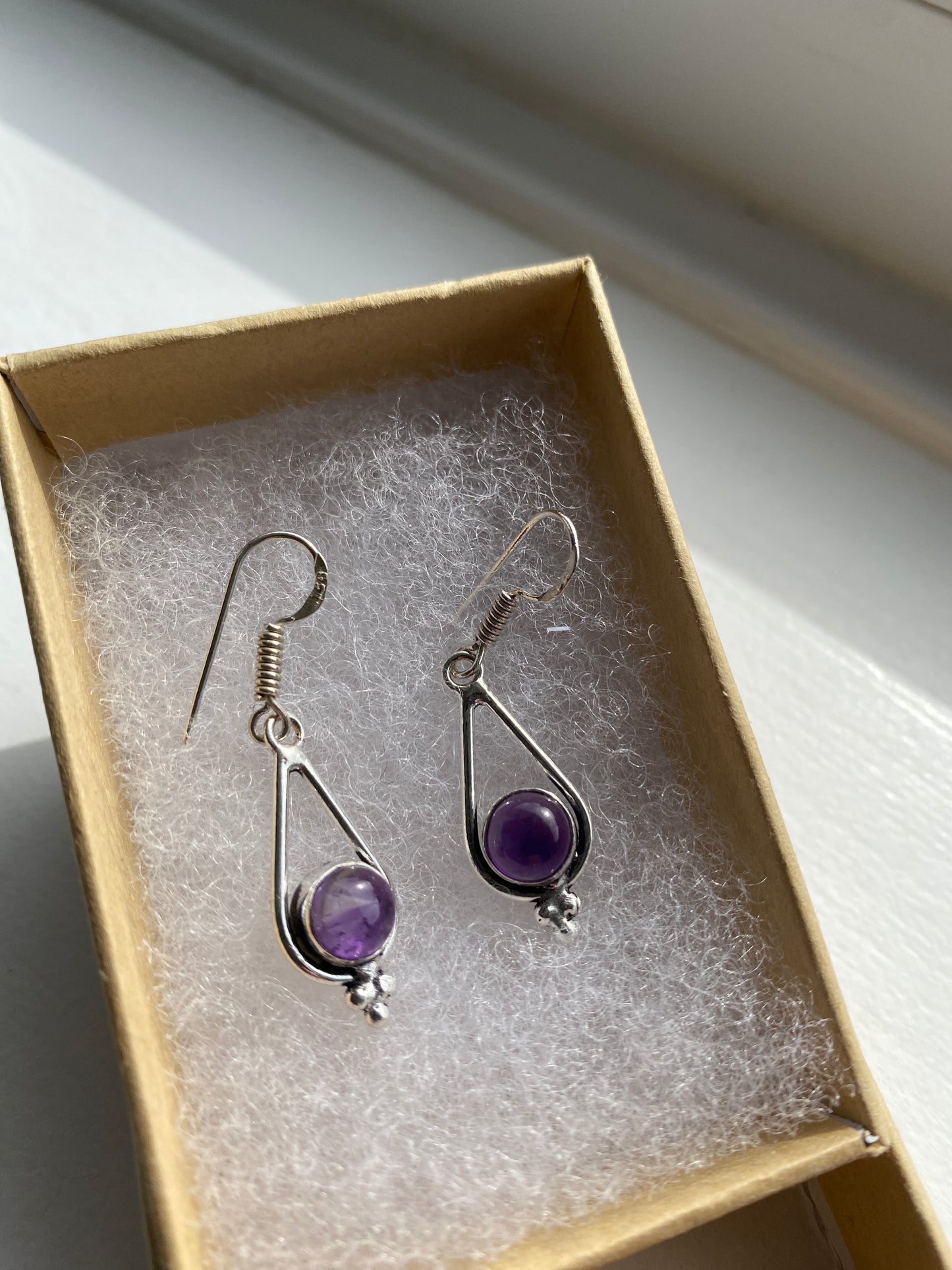 Contemporary Amethyst & Silver Earrings