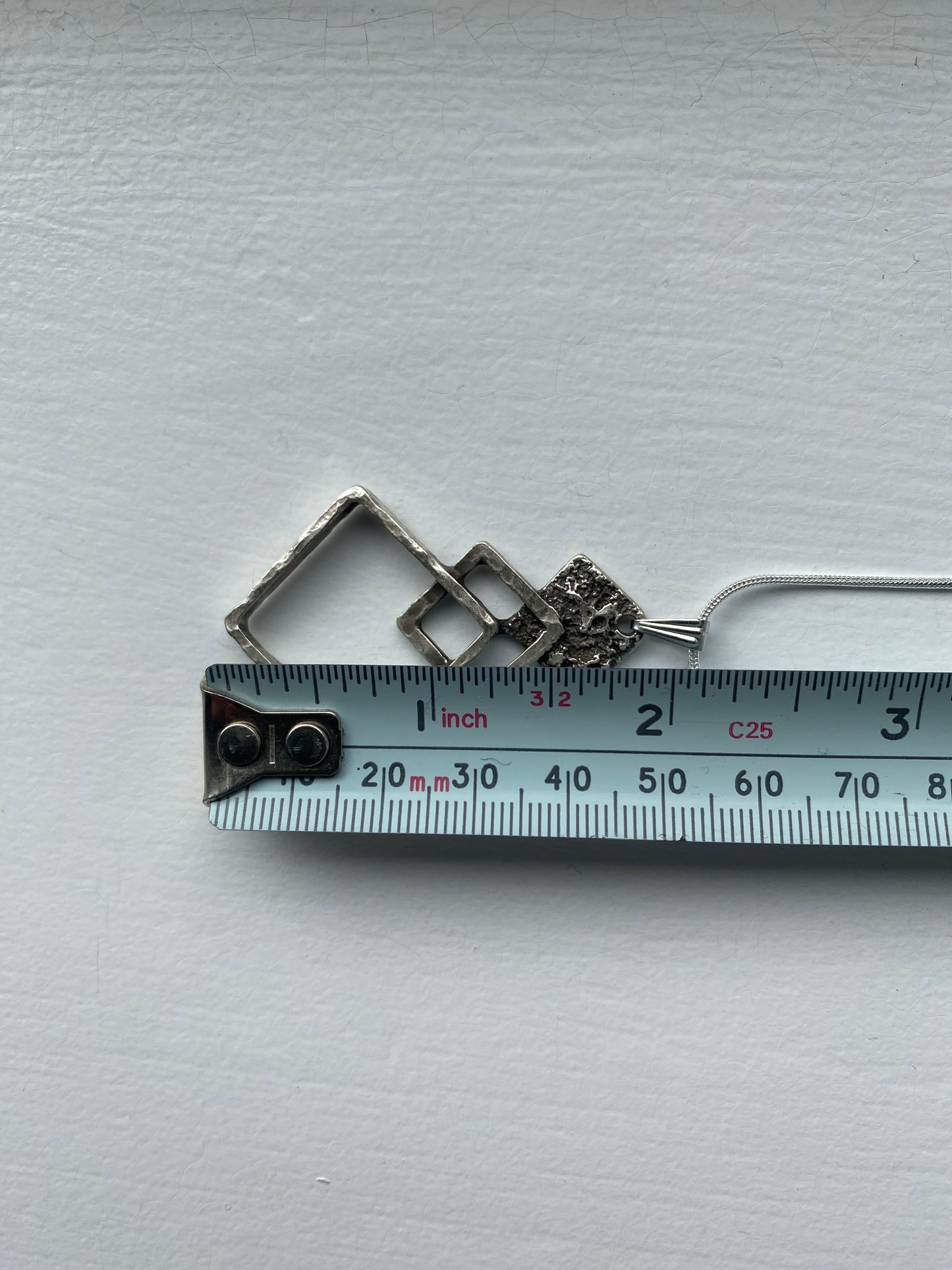 Triple Square Silver Pendant Necklace