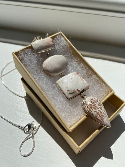 Ivory Picture Jasper Pendant Necklace