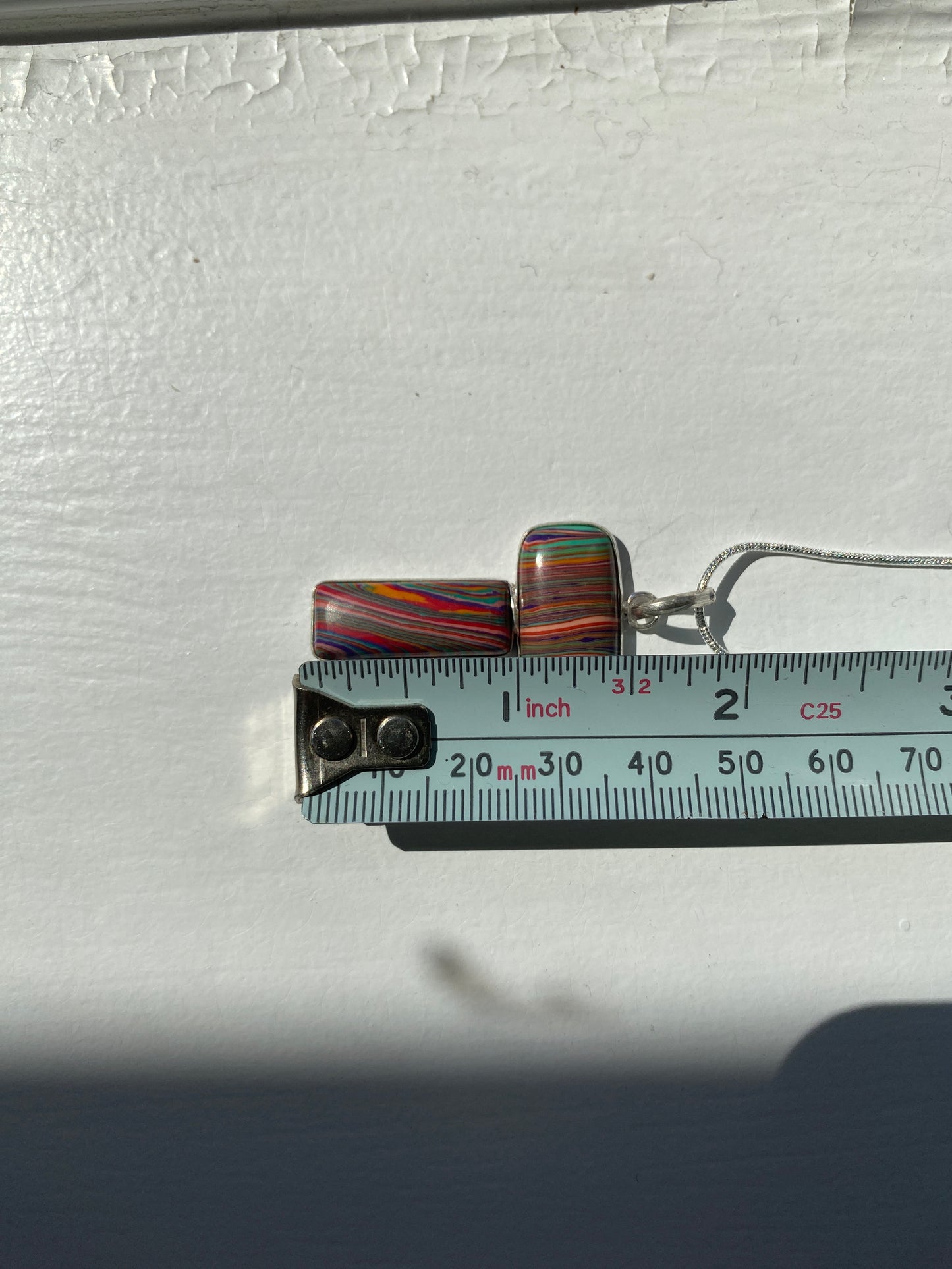 Fordite 'T' Pendant Silver Necklace