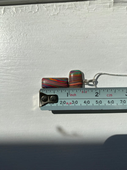 Fordite 'T' Pendant Silver Necklace