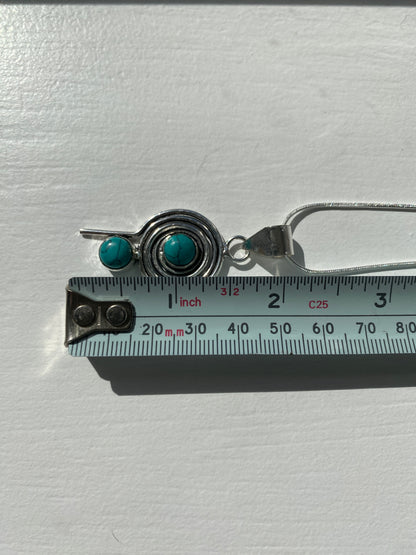 Silver Spiral Turquoise Pendant