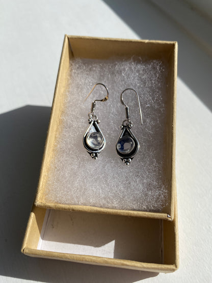 Silver Glass Circle Earrings