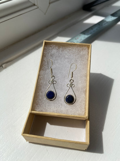 Dark Blue Lapis Lazuli Drop Earrings