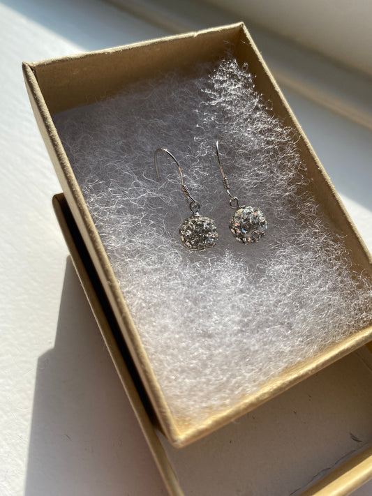 Silver Shamballa Ball Dangle Earrings