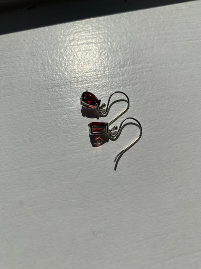 Garnet Silver Earrings