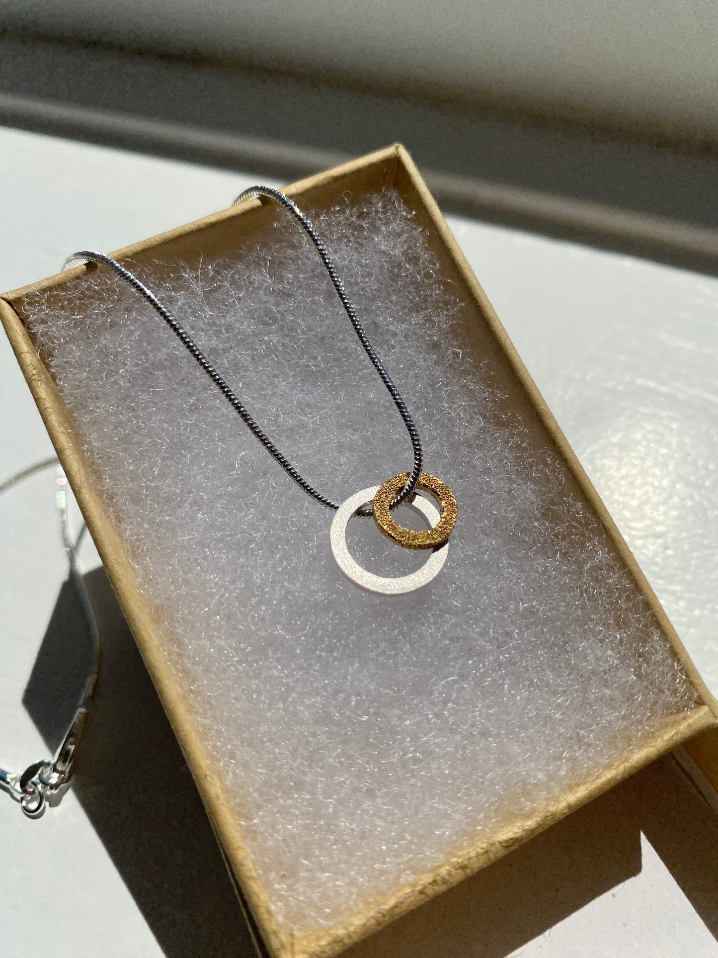 3-in-1 Silver & Gold Coloured Double Circle Pendant
