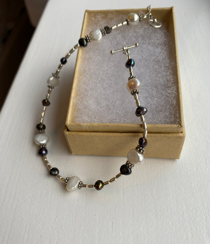 White Pearl & Silver Bracelet