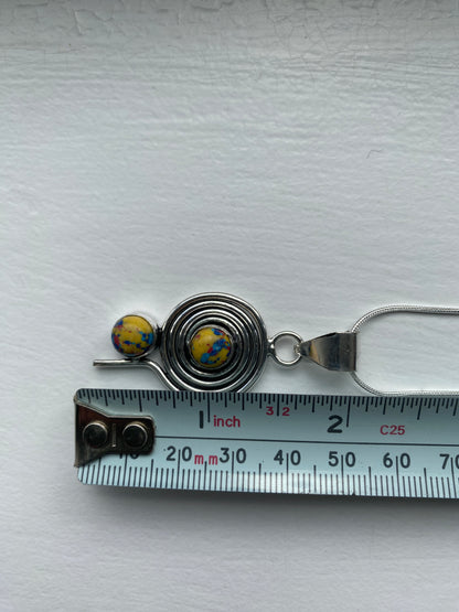 Yellow Jasper Silver Spiral Pendant