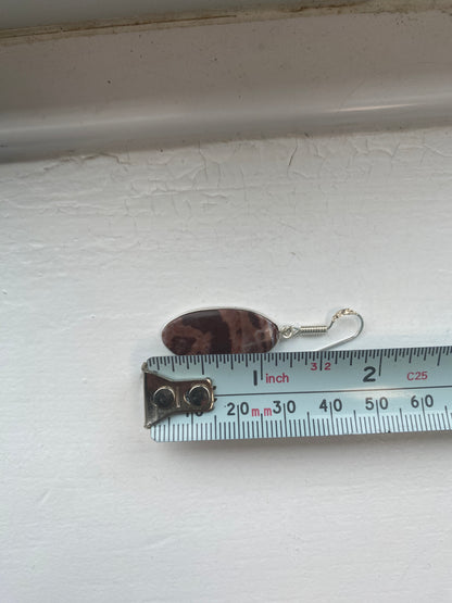 Brown Banded 925 Silver Hook Earrings