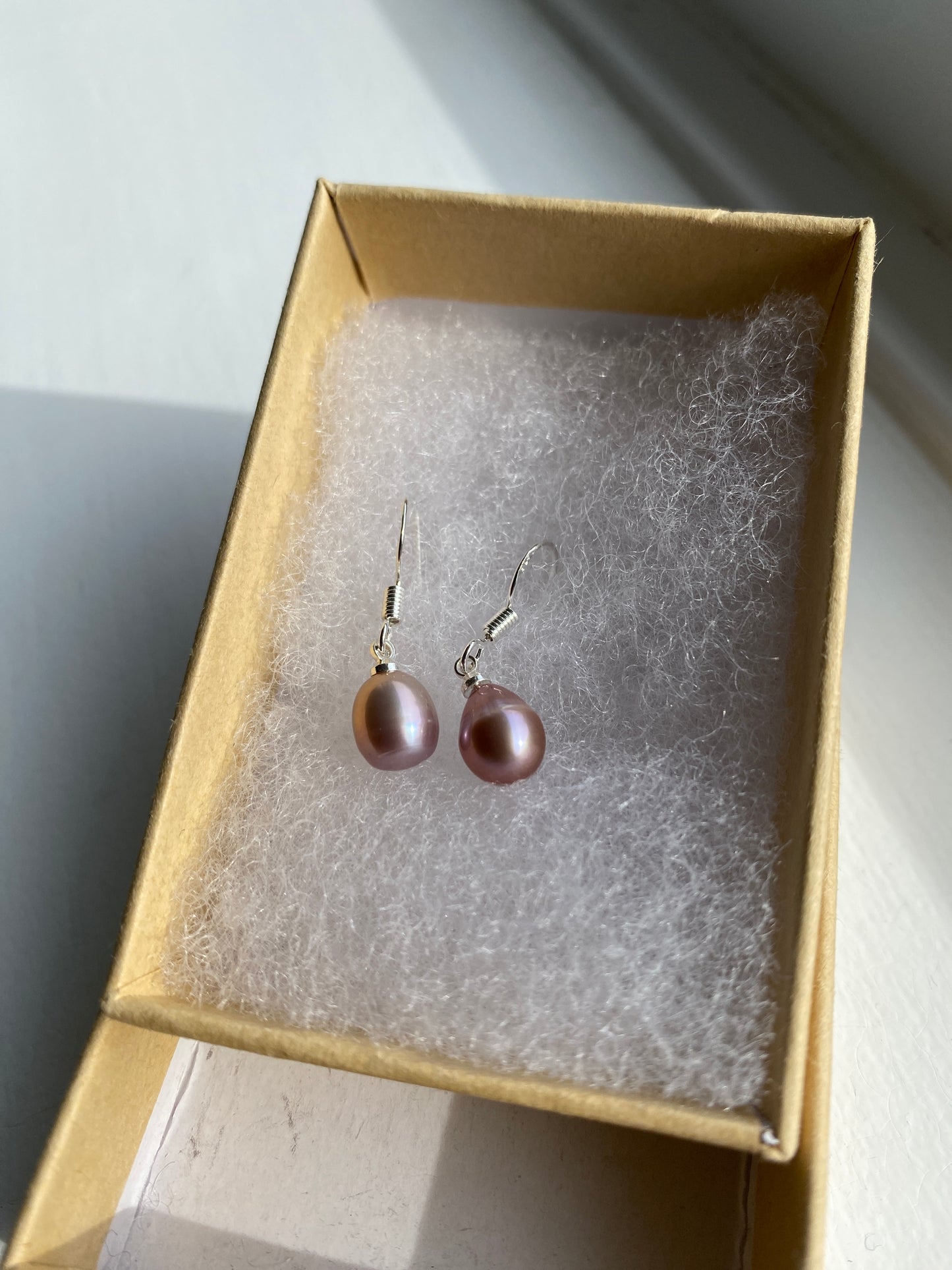 Freshwater Purple Pearl Drop Earrings