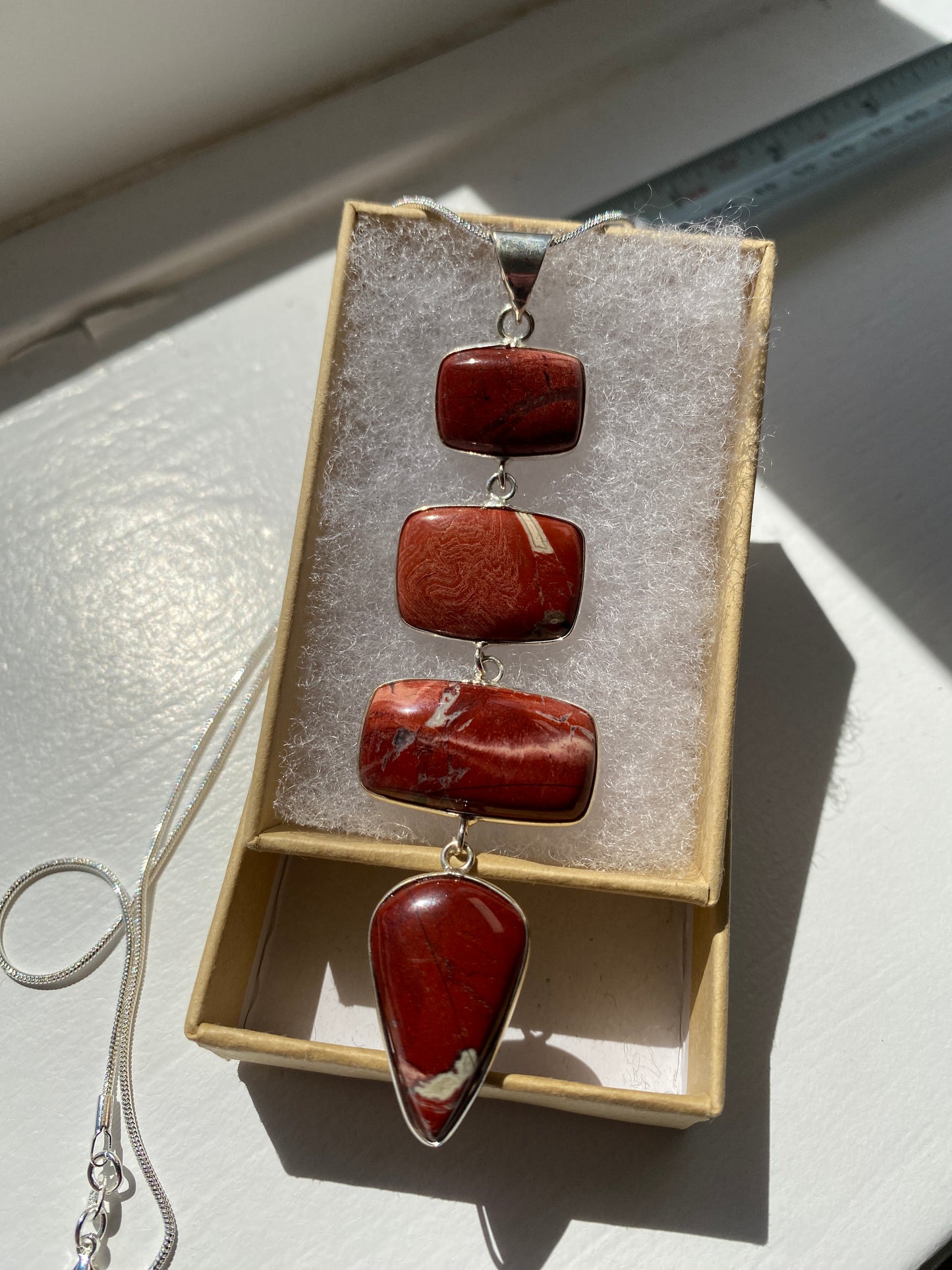 4-Stone  Red Jasper Pendant Necklace