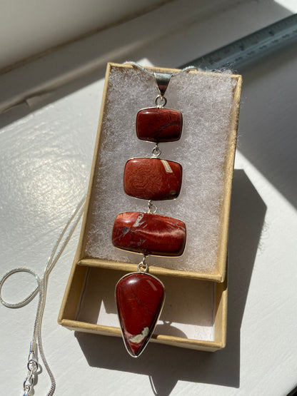 4-Stone  Red Jasper Pendant Necklace