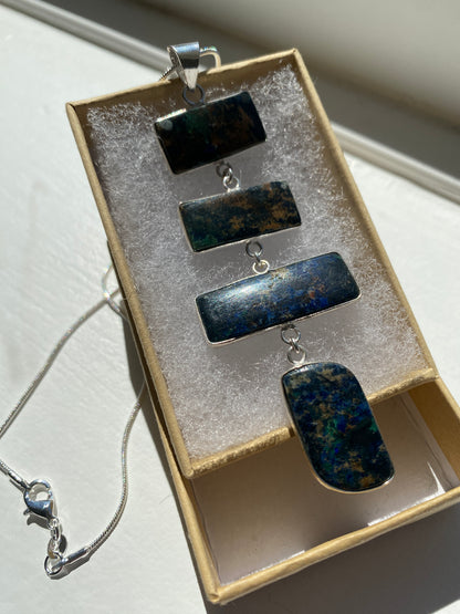 Natural Azurite- Malachite Pendant Necklace