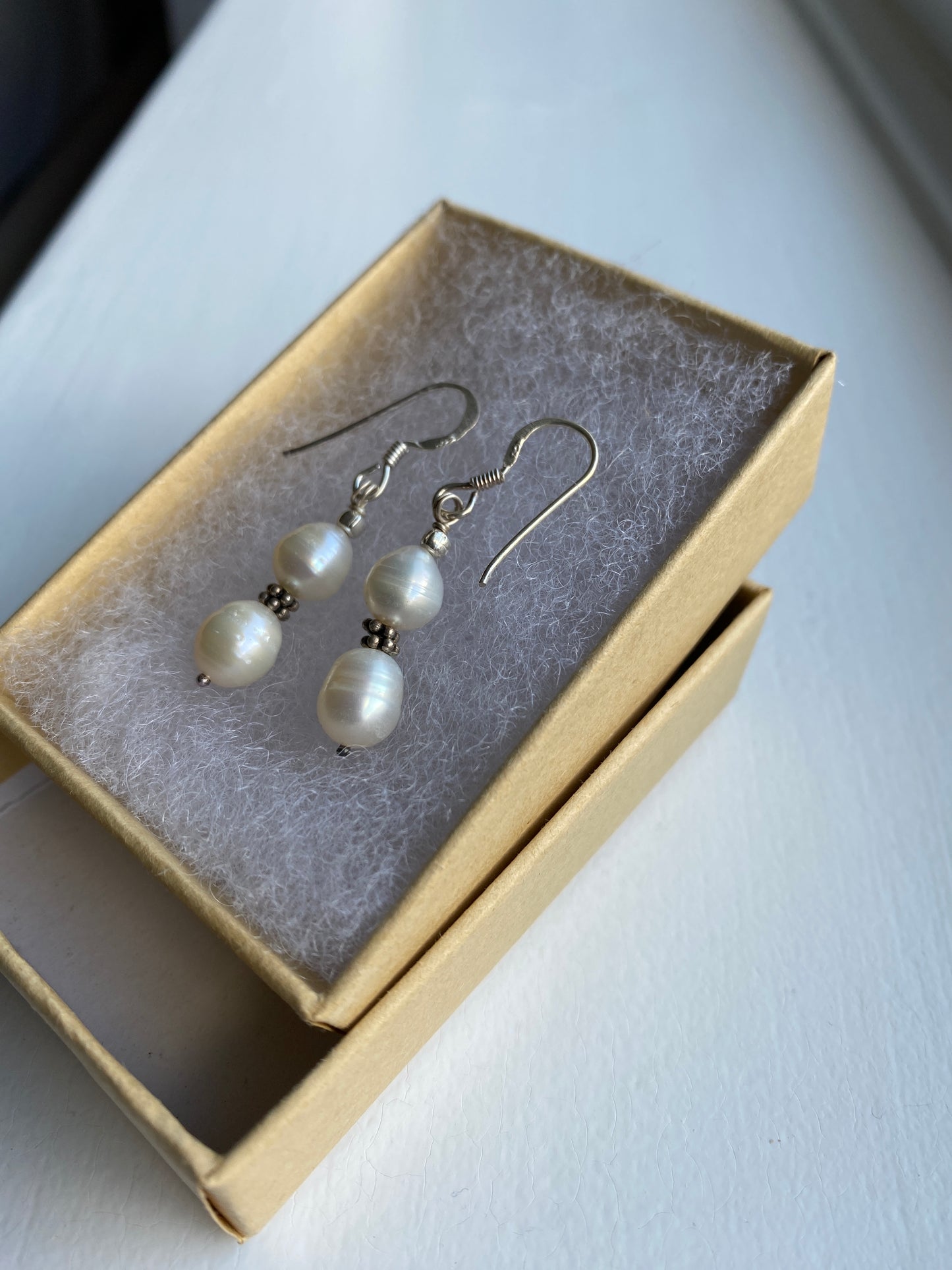 Silver & Pearl Drop Earrings
