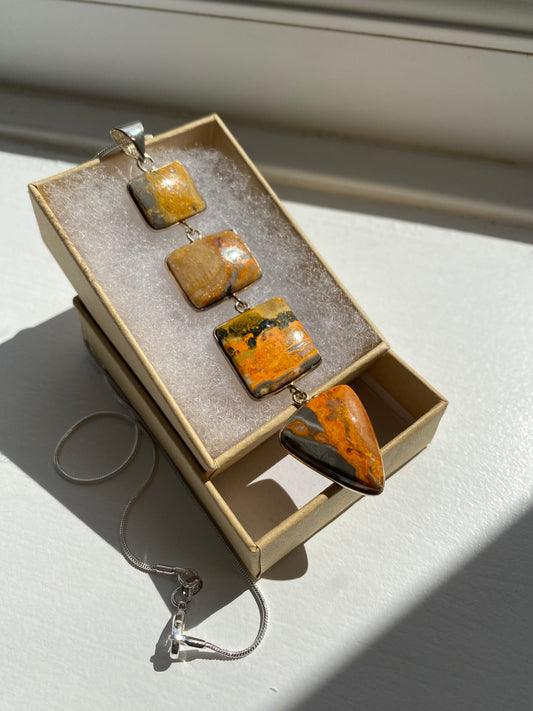 Mustardy Mookatite Jasper Pendant Necklace