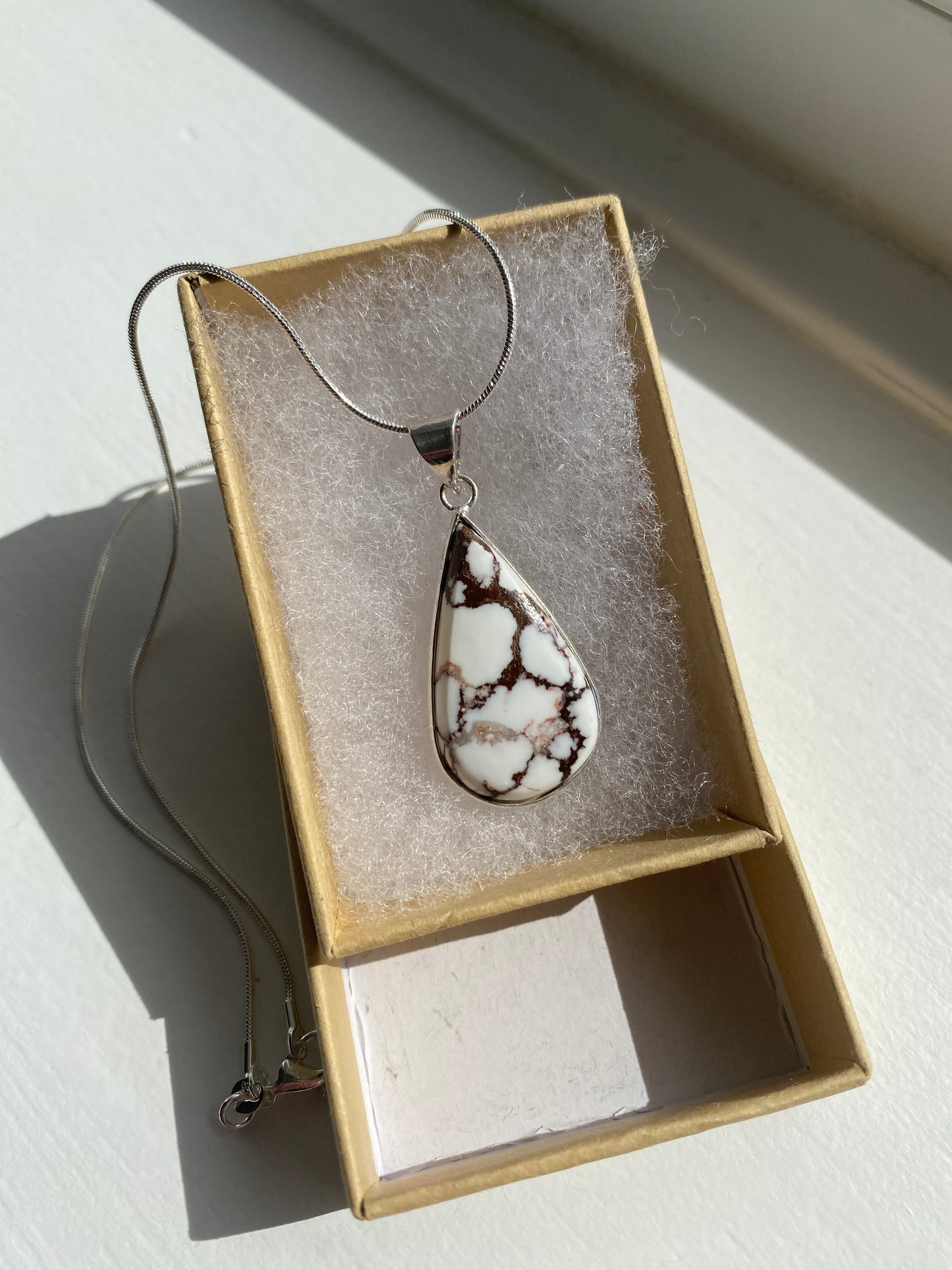White & Brown Howlite Teardrop Pendant
