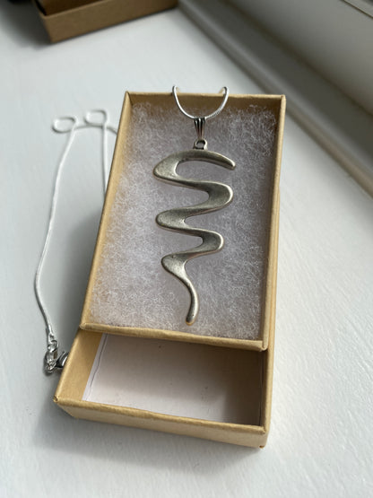 Silver Zigzag Pendant Necklace